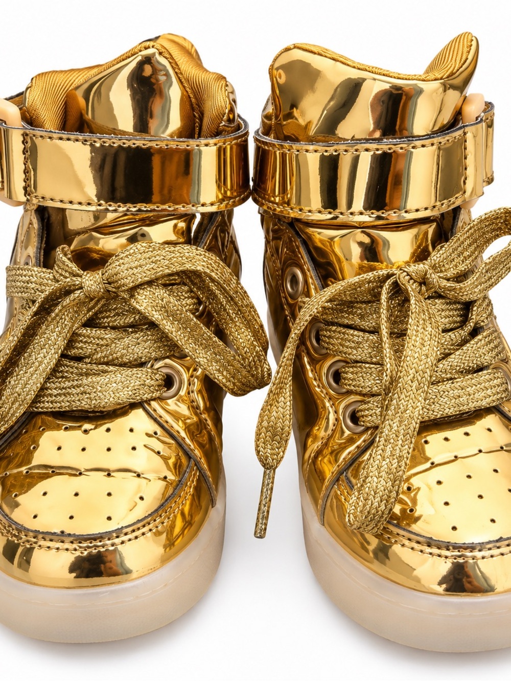 Kids Metallic Gold High-Top Walker Sneakers